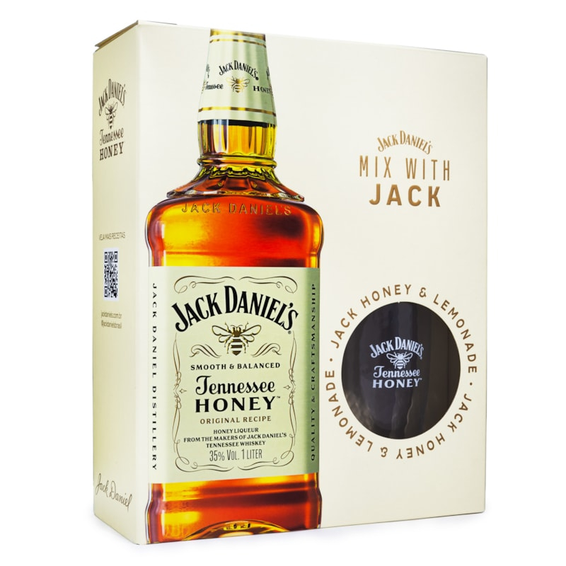KIT WHISKY JACK DANIELS HONEY 1000ML + COPO