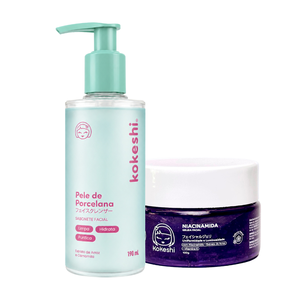 Kit Skin Care Geleia Niacinamida Sabonete Porcelana Kokeshi