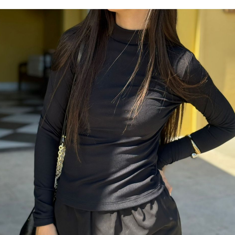 Blusa Feminina Manga Longa Peluciada Cacharrel Gola Alta Flanelada Canelada/Pozzi