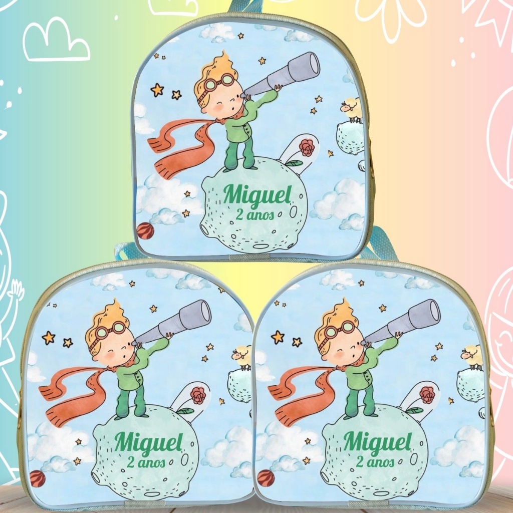 Kit 25 Mochilinhas lembrancinhas personalizada no tema pequeno principe, personalizamos para aniversários e brindes