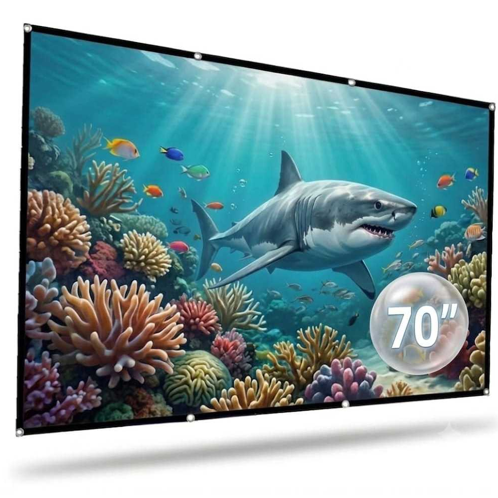 Tela de Projeção 70 Polegadas Dobrável 16:9 com Ilhós Ideal para Projetores 4K e Full HD1,00 X X1,40