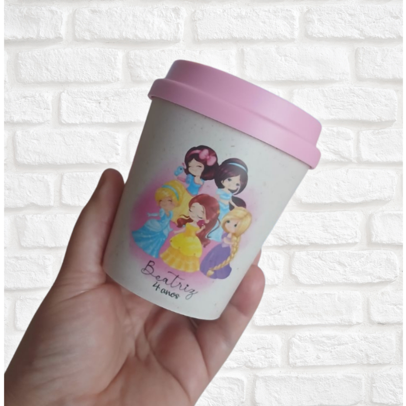 Copos ecológicos mini bucks personalizados/Princesas/Lembrancinhas aniversário