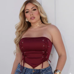 Tomara Que Caia Feminino Com Bojo Cropped Básico Top Com Amarração Lateral Tube Forrado Faixa Gringa