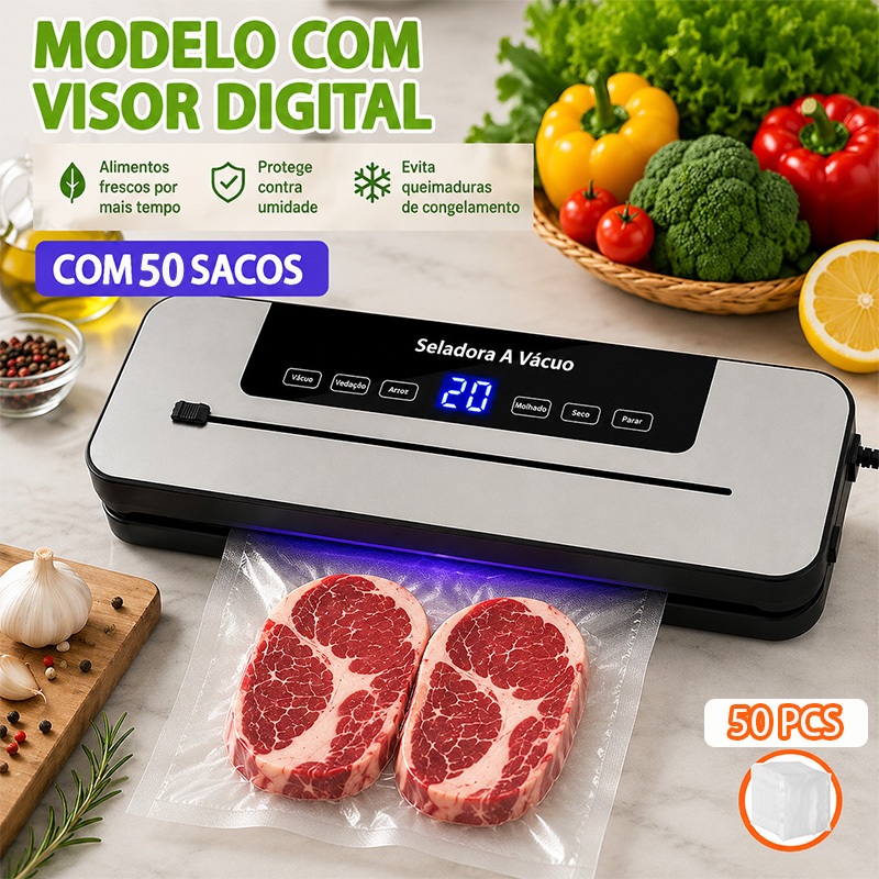 Máquina Seladora A Vácuo De Cozinha Profissional-Selador De Alimentos Para Embalagens Plásticas
