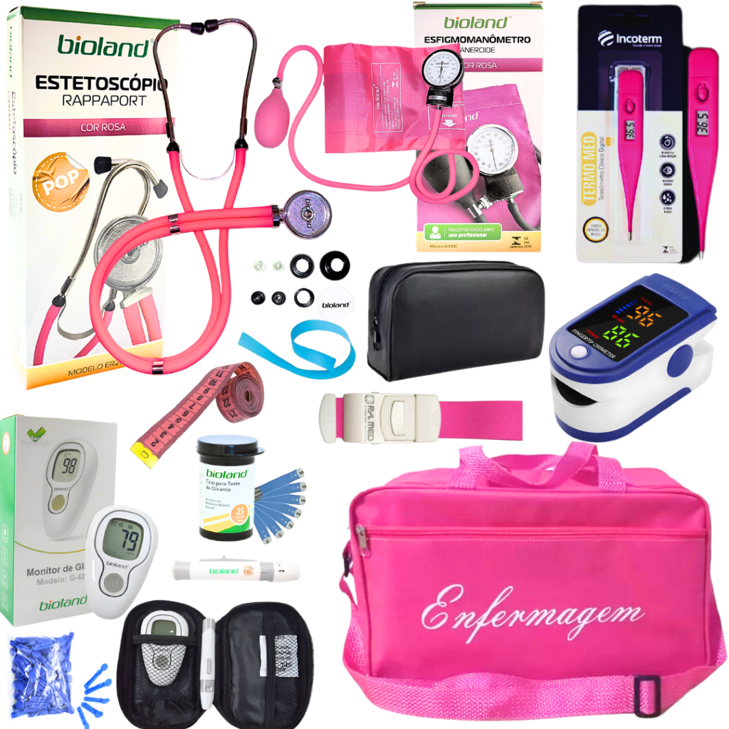 KIT DE ENFERMAGEM COM GLICOSIMETRO E OXIMETRO