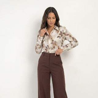 Onlyone - Blusa Feminina Floral Manga Longa Camisa Social Estampada Elegante Casual Outono Inverno Moda Feminina