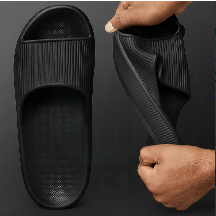 Sandalia Slide Masculino Tipo Nuvem Preto Ortopédico Confortável Secagem Rápida