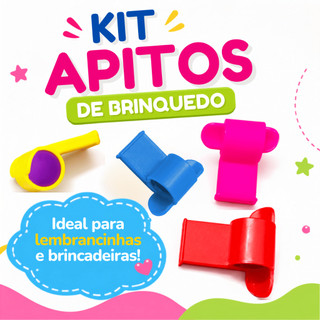 Kit Apitos Coloridos 25 50 ou 75 Unidades Brinquedo Infantil para Festa Lembrancinha Aniversário e Eventos