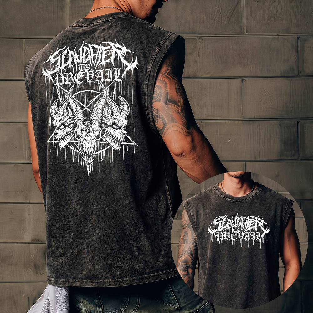 Camiseta Regata Estonada Vintage Masculina Oversized Estilo Deathcore Metal Slaughter Streetwear