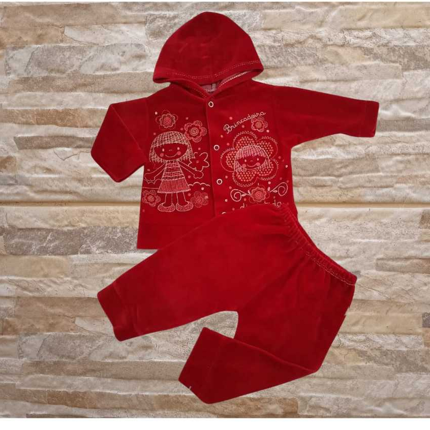 Conjunto Infantil Feminino Em Plush  - Tamanho P - Conjunto Inverno Bebê Menina