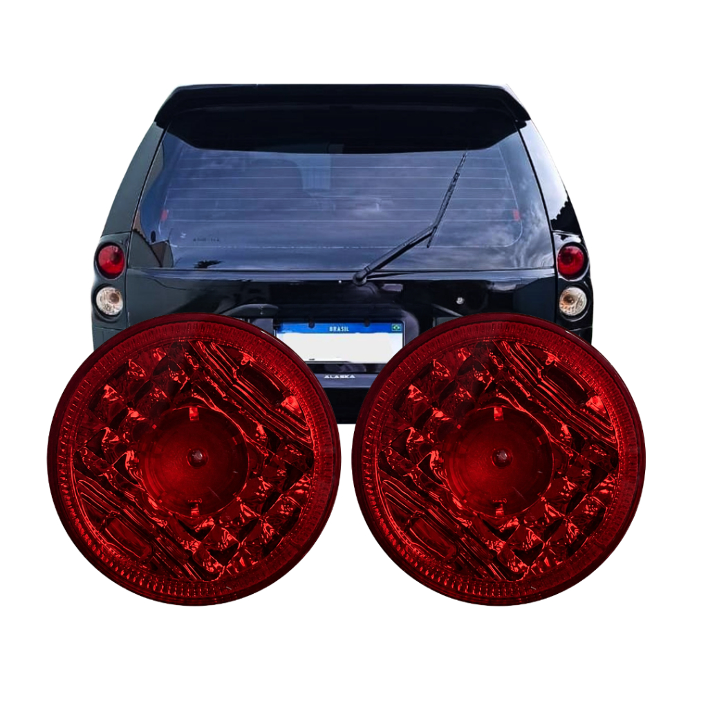 Par Lanterna Traseira de Freio e Posição Vermelha Para L200 2004 a 2012 Pajero Sport HPE 2004 a 2006 90mm CA540090
