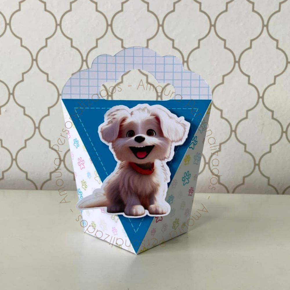CAIXA TRIANGULOVE PERSONALIZADA PARA LEMBRANCINHAS CACHORROS FOFINHOS|CAIXINHA|FESTA|ANIVERSARIO