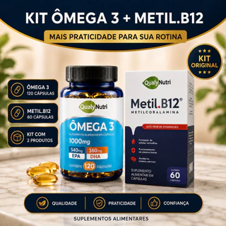 Kit Vitamina B12 Metilcobalamina + Ômega 3 1000mg 180 Cápsulas