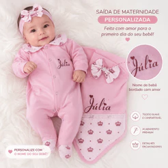 Saída de Maternidade Bebê Menina Personalizado Nome