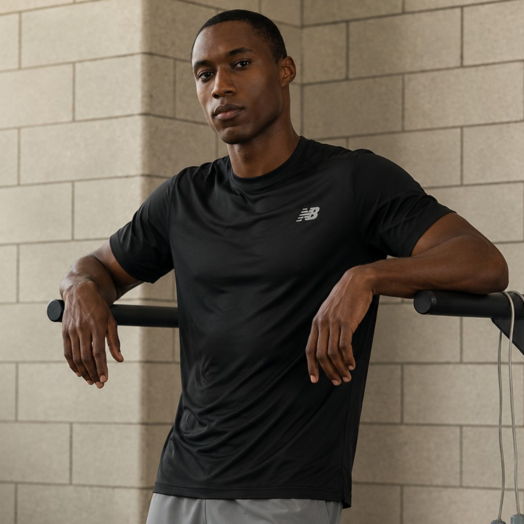 Camiseta New Balance Active Logo Masculina Dry Fitness Academia Leve Confortável