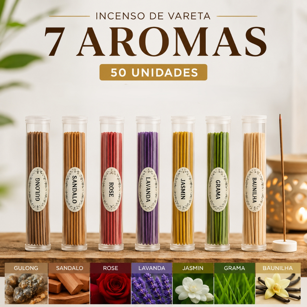 Kit Incenso Coleção Vareta 100% Natural/ Escolha seu Kit Porta incenso