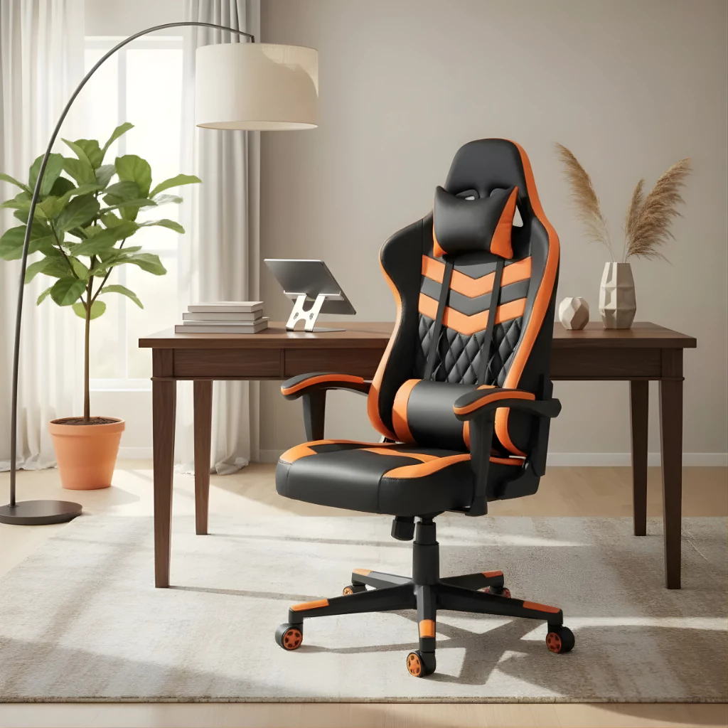 Cadeira Gamer Escritório Giratória Confortável Design Moderno Super Macia