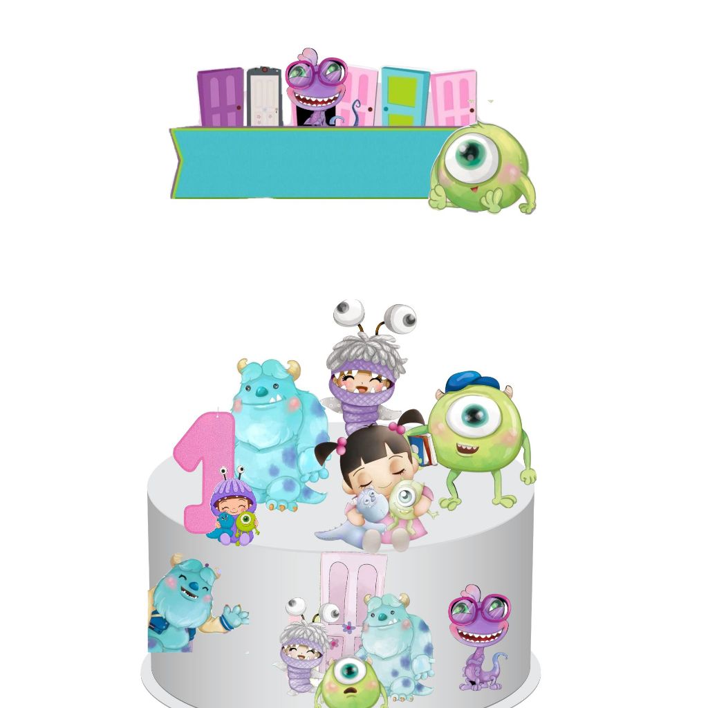 TOPO DE BOLO-TOPPER-ANIVERSARIO-MESVERSARIO-FESTA INFANTIL-PERSONALIZADO-MONSTROS SA BABY