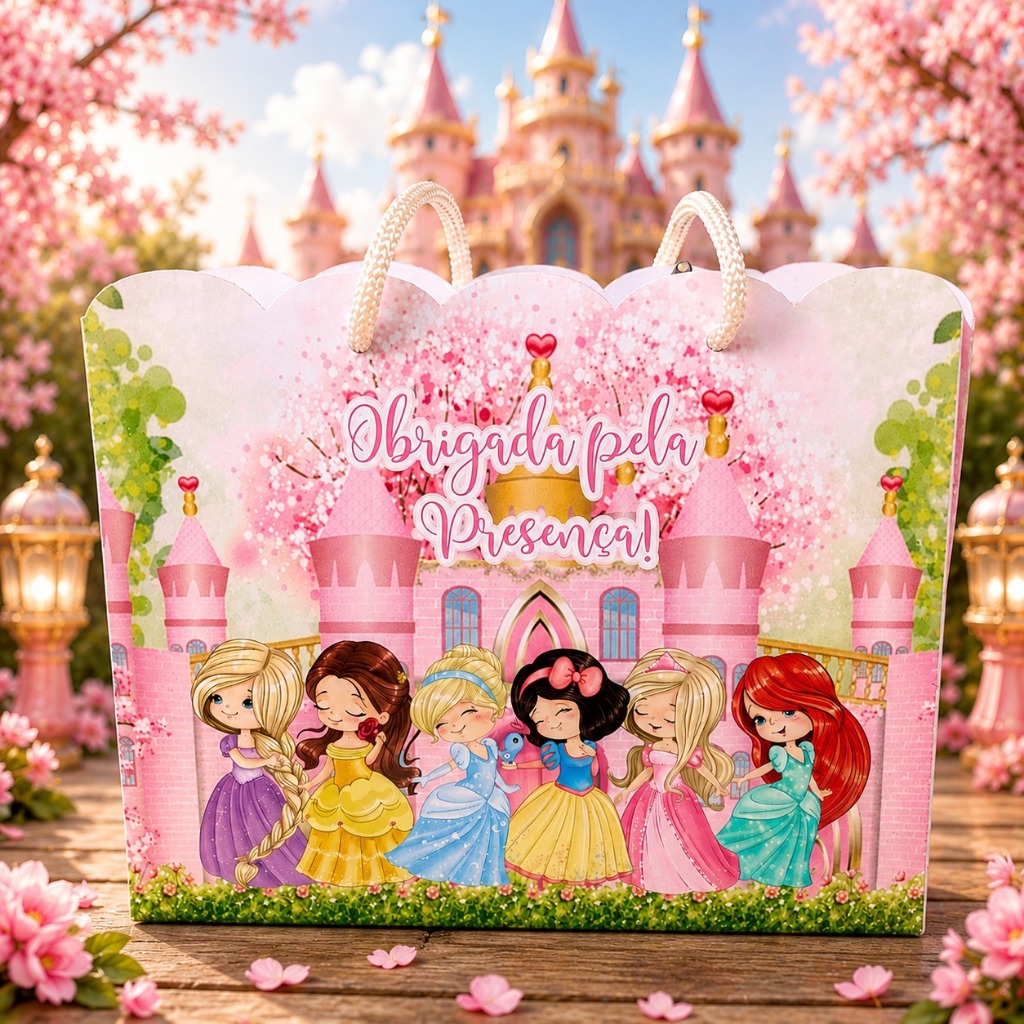 SACOLINHA PERSONALIZADA PRINCESAS CUTE PEGUE E MONTE - LEMBRANCINHAS DE ANIVERSÁRIO