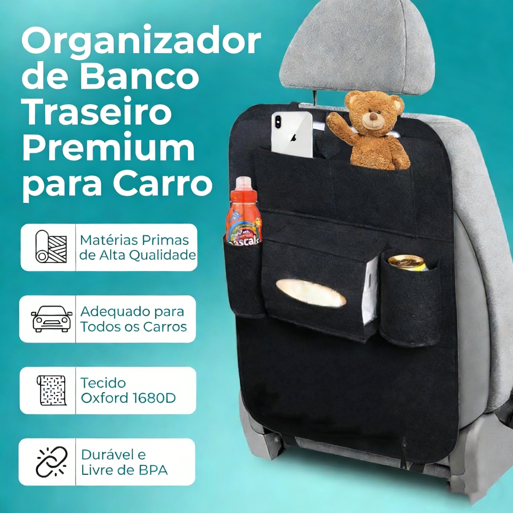 Bolsa Organizadora Dobrável para Encosto de Banco de Carro Universal