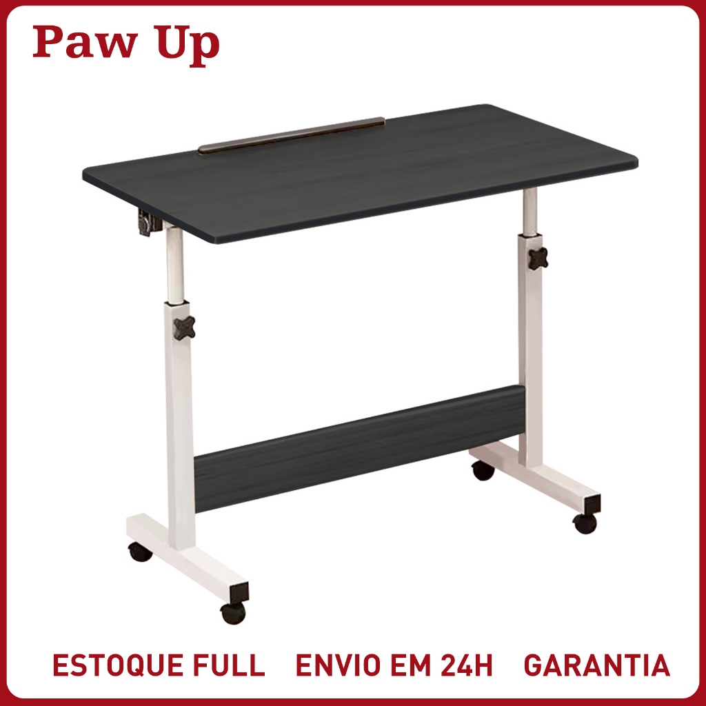 Mesa Giratória 180° Multiuso c/ Rodinhas Altura Ajustável - Notebook Cama Sofá P