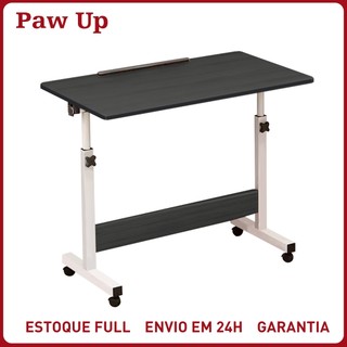 Mesa Giratória 180° Multiuso c/ Rodinhas Altura Ajustável - Notebook Cama Sofá Prática Preto
