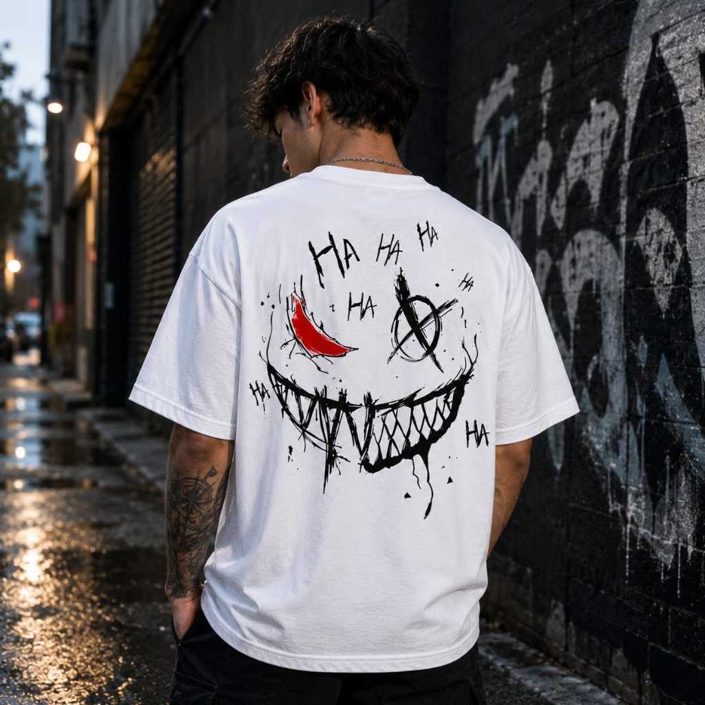 Camiseta Masculina Estampada Streetwear Evil Smile Linha Premium 100% Algodão Confortável Academia
