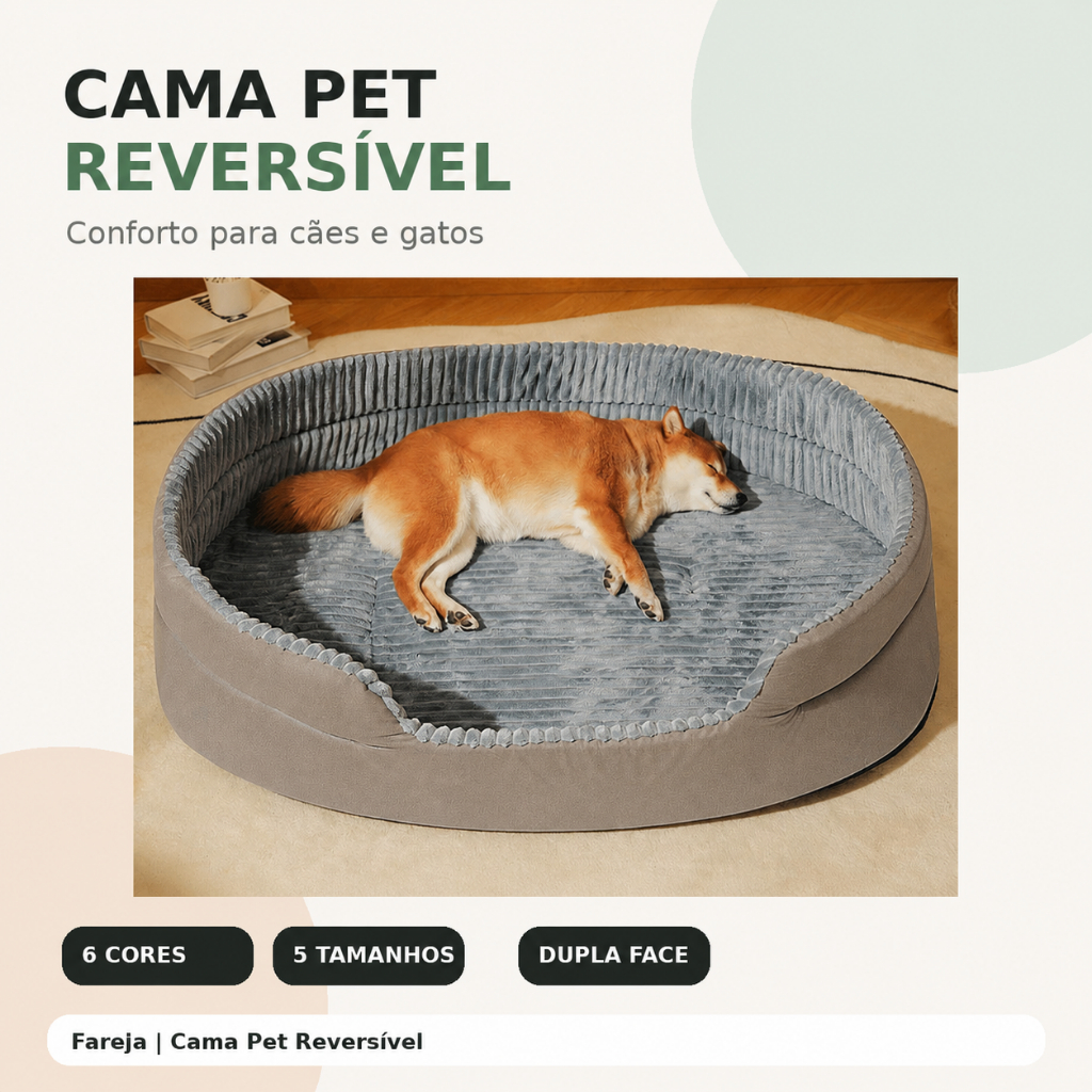 Cama Pet Caminha Cachorro e Gato Reversível Fofinha Dupla Face Quentinha