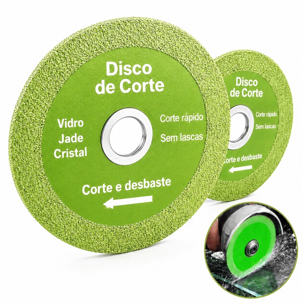 Kit Disco Diamantado Para Corte De Vidro Porcelanato Marmore Piso e Cerâmica e Polimento 100mm X 20mm Lamina  de Serra