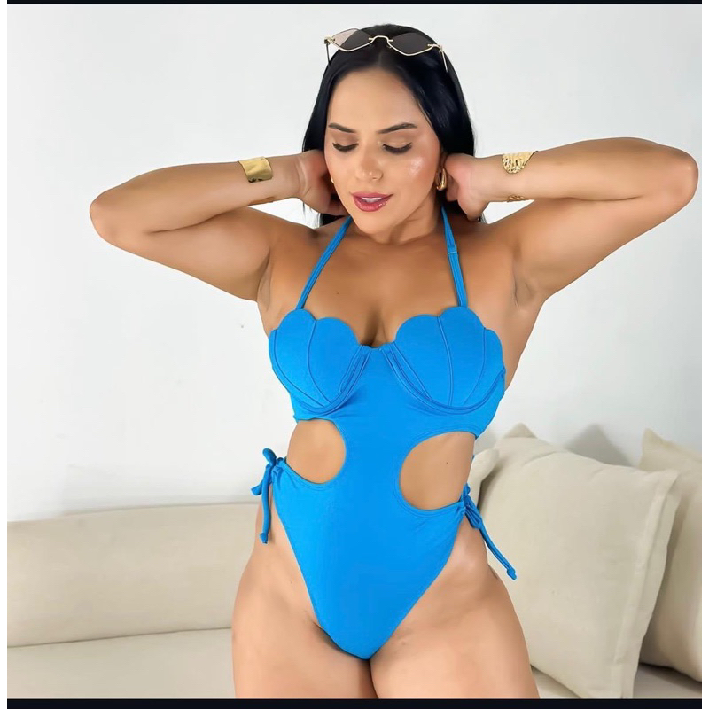 Maiô Feminino Para Praia Piscina Modelo Concha Forrado Tendência Verão Suplex