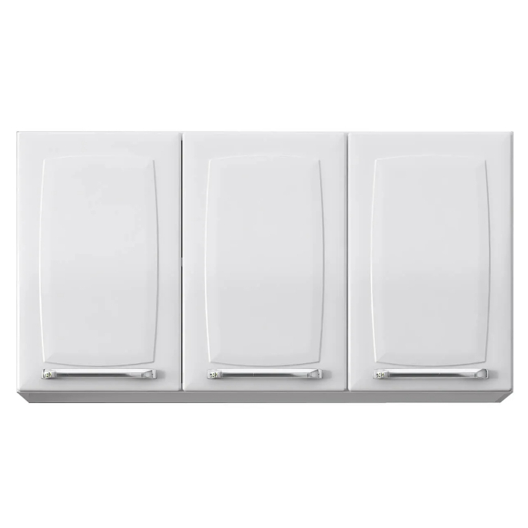 Armário Aéreo Itatiaia Luce 1.05 metros Branco - 3 Portas com Puxadores Metalizados Cozinha/Lavanderia