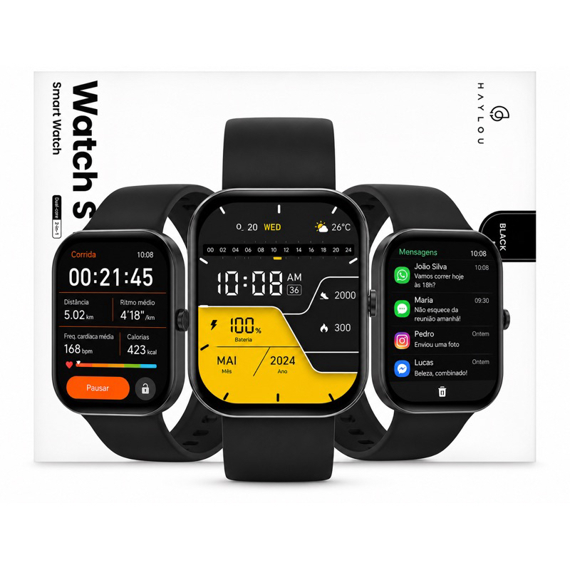 Smartwatch Ecossistema Xiaomi, Haylou watch S6 Original Conecta com Strava + Not