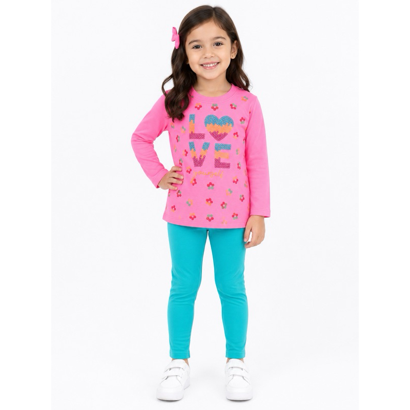 Conjunto Infantil Menina Brandili Moletom Rosa e Azul TAM 6