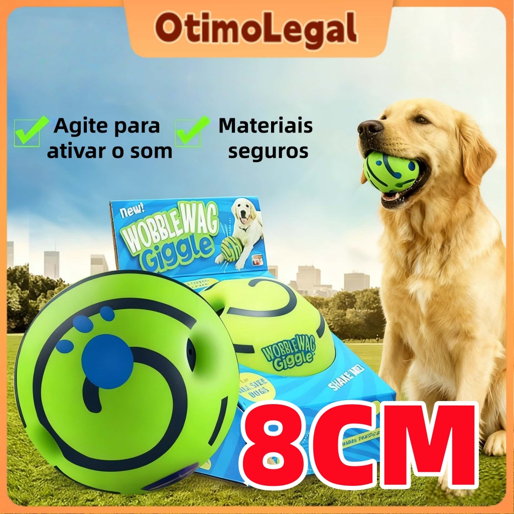 8CM Bola de Brinquedo Interativo para Cães Durável e sem Pilhas com Sons Engraçados de Riso