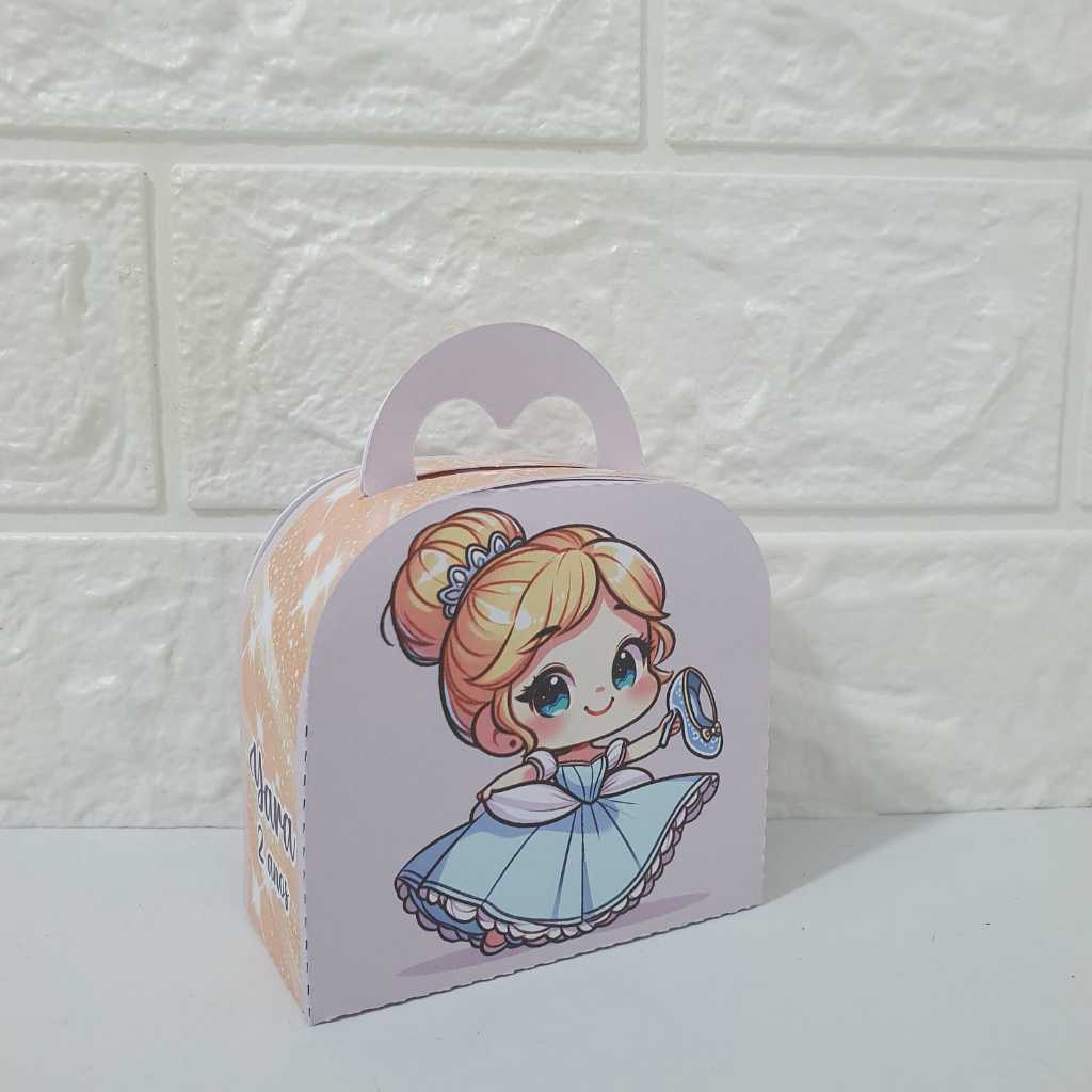 Lembrancinha Personalizada – Caixinha Maletinha Tema Princesa Cinderela Cute