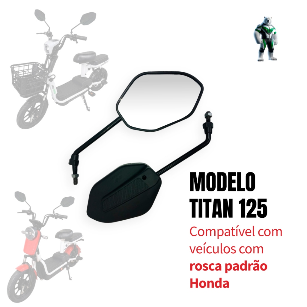 Par Espelho Retrovisor TITAN 125 14 Guidão Bicicleta Eletrica Mobilete Bike Motorizada Scooter 8mm
