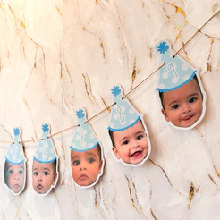 Varal Mesversário Personalizado com Fotos do Bebê | 12 Meses | Decoração Festa Infantil