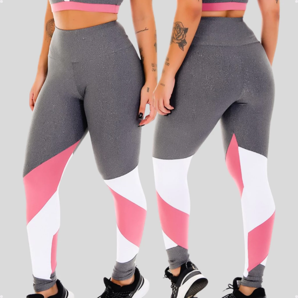 Calça Legging Fitness Academia Detalhe Tule Cintura Alta Roupa — imagem 1