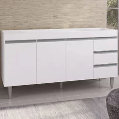 Balcão Gabinete Para Pia 160cm 3 Portas Andréia Branco - AJL Móveis