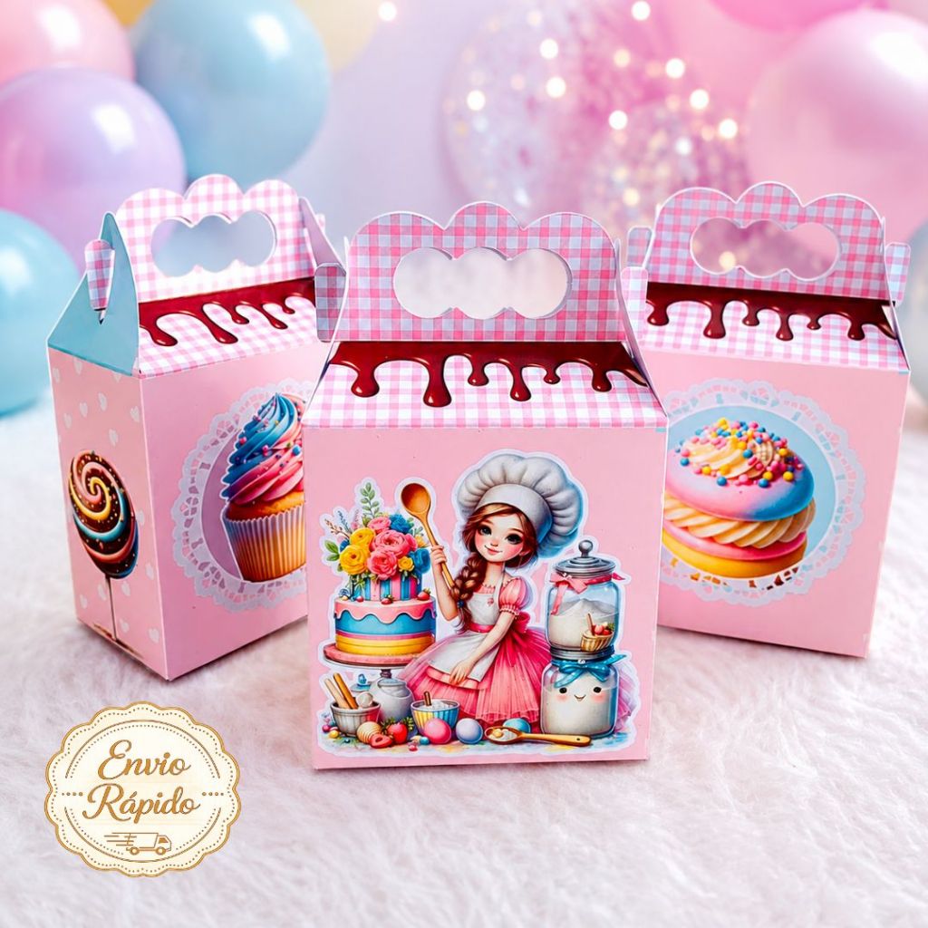 Caixa Maleta Confeitaria Candy Personalizada | Lembrancinha Festa Confeitaria | Caixa Surpresa Infantil | Personalizados