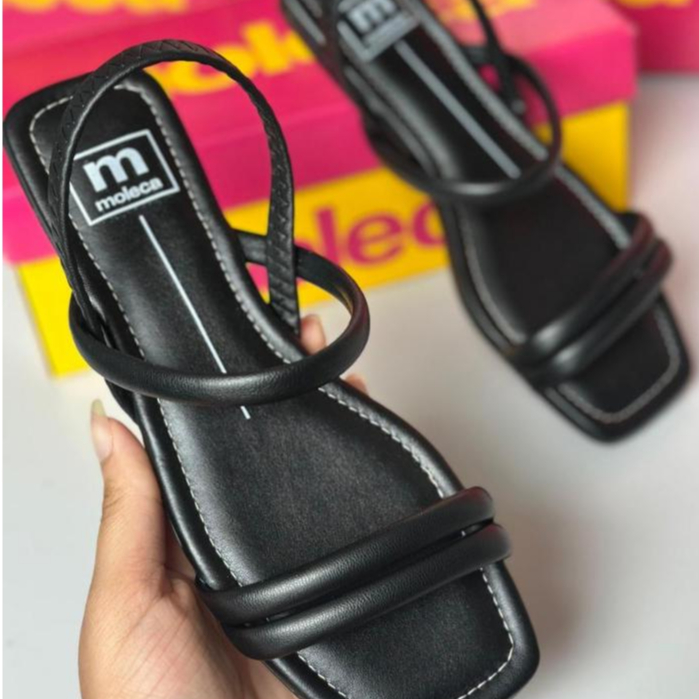 Sandália Feminina Moleca 5462.111 Original Rasteirinha com Elástico Confortável Leve Macia Antiderrapante Casual Elegant