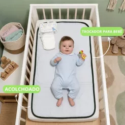 Trocador de Fraldas Portátil para Bebê Impermeável Acolchoado Dobrável ENFANTILI
