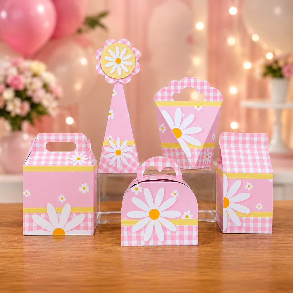 Kit Festa Margarida Rosa - Lembrancinhas - Pegue e Monte