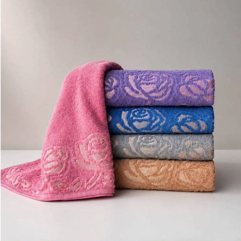 Kit Com 2 Toalhas de Banho Barra Decorada Jacquard 75x135cm - Belaflor — imagem 1