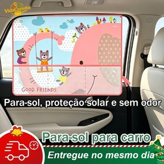 Protetor Solar Janela Carro Bebê Infantil Vidro Quebra Sol Com Bolso Porta Brinquedos para Verão Multifuncional