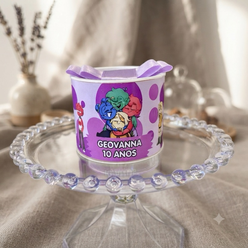 Kit Tubo Lata Personalizado Lembrancinha Festa Aniversário Mundo Torajo Lembrança Infantil 5x6
