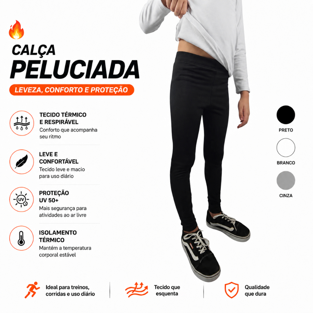 Calça Térmico Juvenil e infantil unissex para  Frio Intenso Extreme Calça