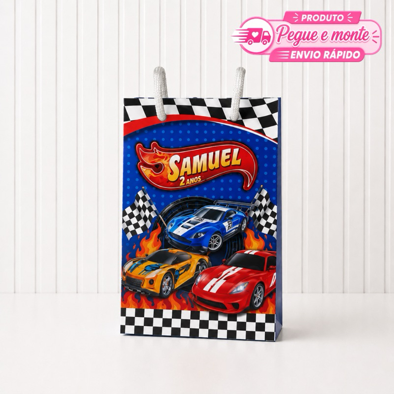 Sacolinha Pequena Hotwheels Personalizada Lembrancinha para Festa Aniversário Enviado Desmontado