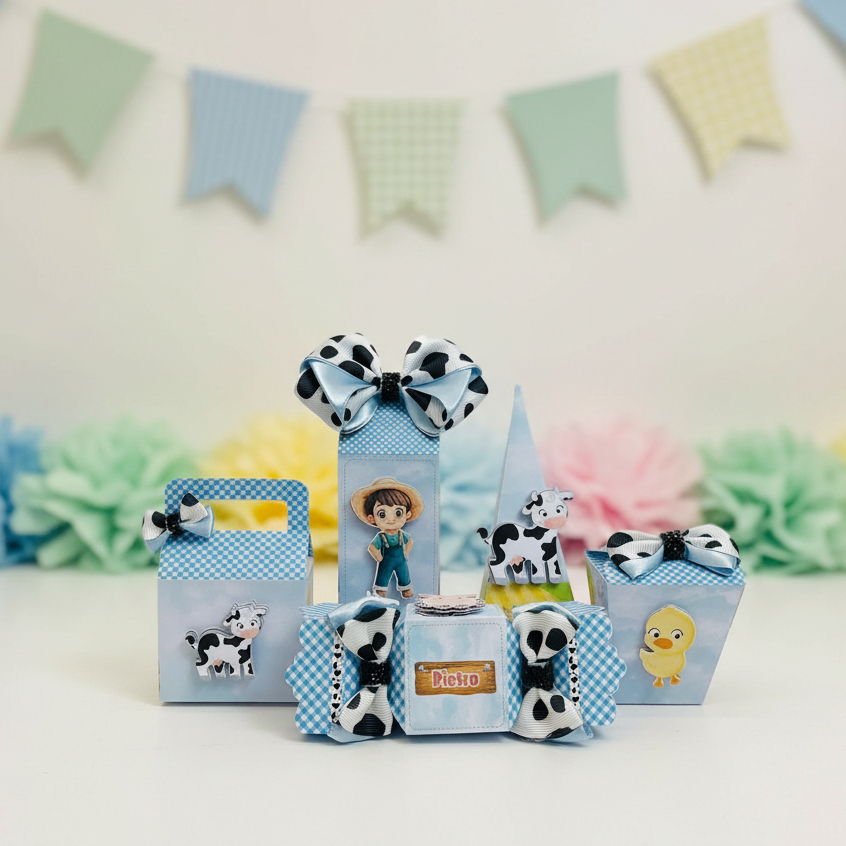 ENVIO RÁPIDO Kit Festa Fazendinha Azul Lembrancinha Aniversário Infantil