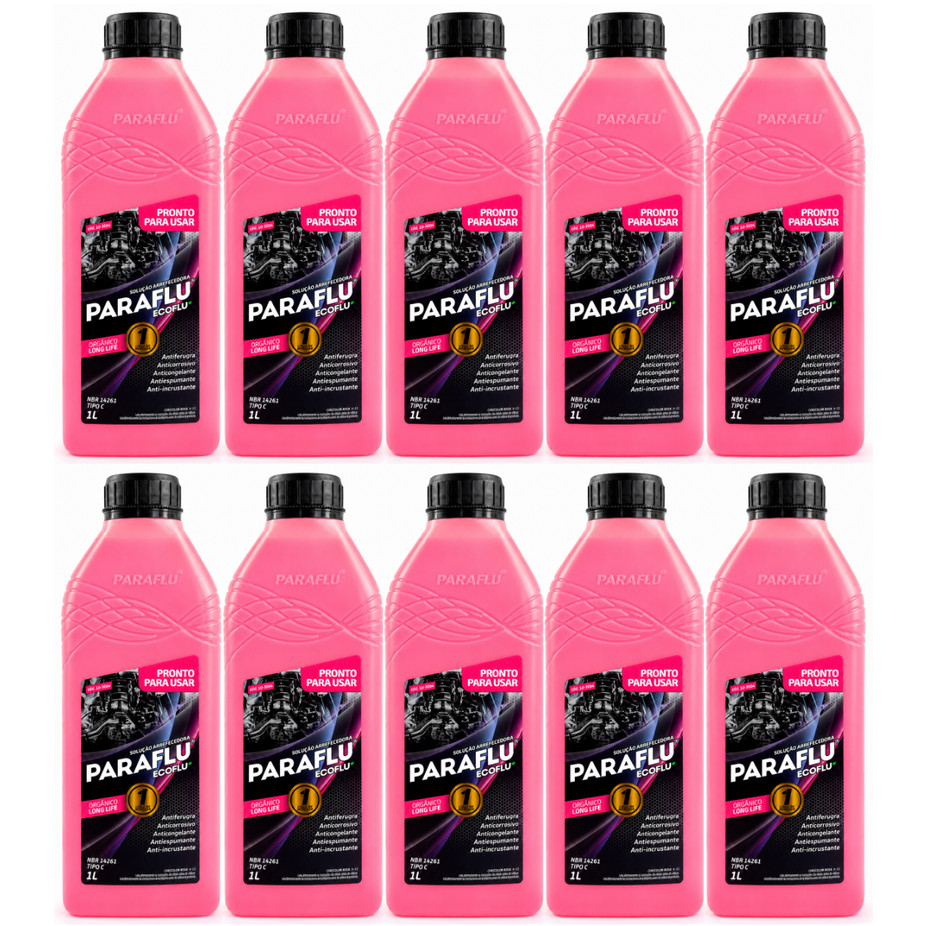 Kit Aditivo Radiador Paraflu 10 Litros Orgânico Rosa Long Life Pronto para uso 1